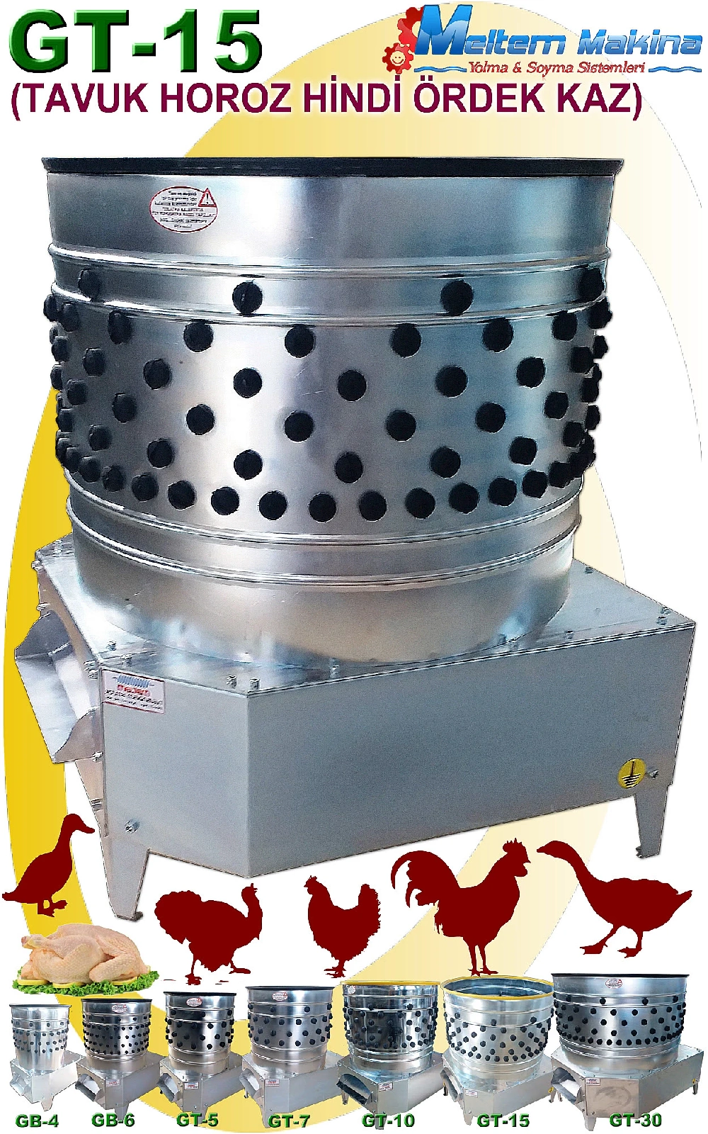 GT15 TAVUK ÖRDEK HİNDİ KAZ TÜY YOLMA MAKİNESİ