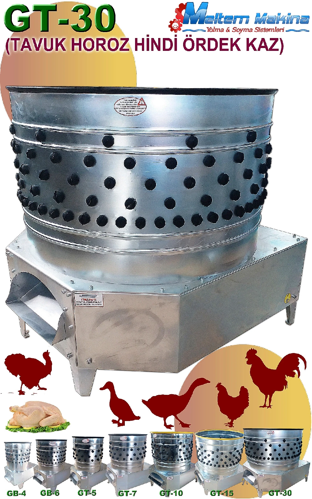 GT30 TAVUK ÖRDEK HİNDİ KAZ TÜY YOLMA MAKİNESİ